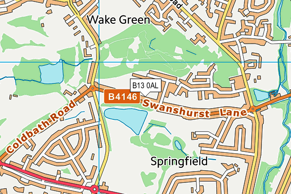 B13 0AL map - OS VectorMap District (Ordnance Survey)