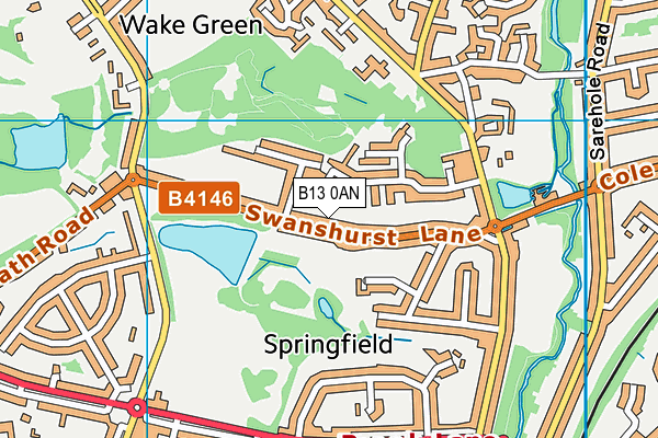 B13 0AN map - OS VectorMap District (Ordnance Survey)