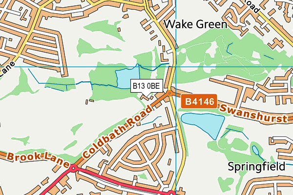 B13 0BE map - OS VectorMap District (Ordnance Survey)