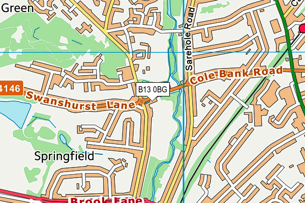 B13 0BG map - OS VectorMap District (Ordnance Survey)