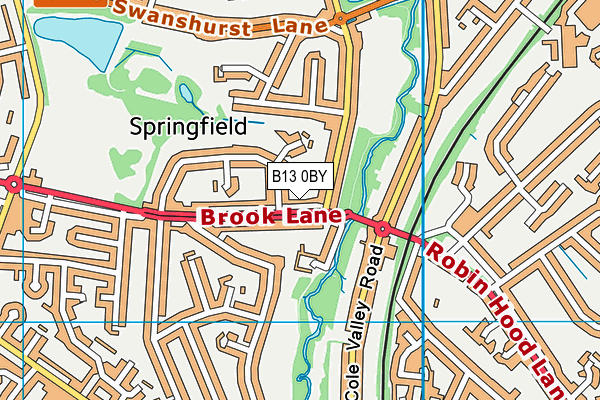 B13 0BY map - OS VectorMap District (Ordnance Survey)