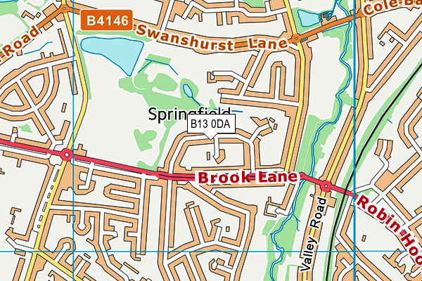 B13 0DA map - OS VectorMap District (Ordnance Survey)