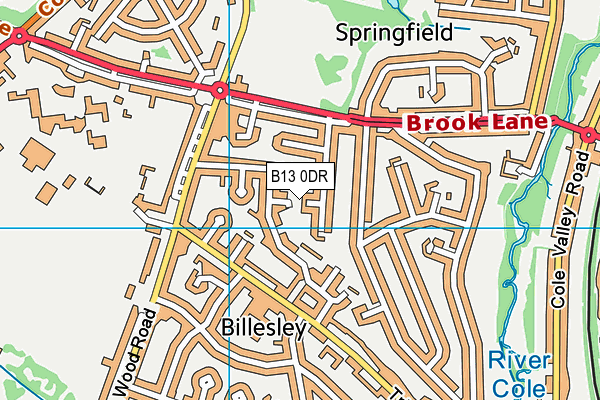 B13 0DR map - OS VectorMap District (Ordnance Survey)