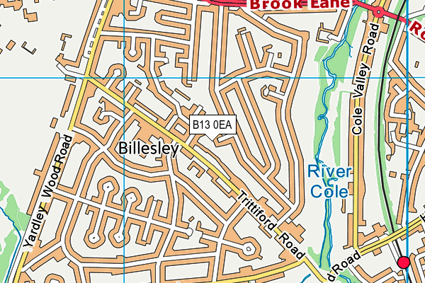 B13 0EA map - OS VectorMap District (Ordnance Survey)