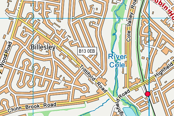 B13 0EB map - OS VectorMap District (Ordnance Survey)