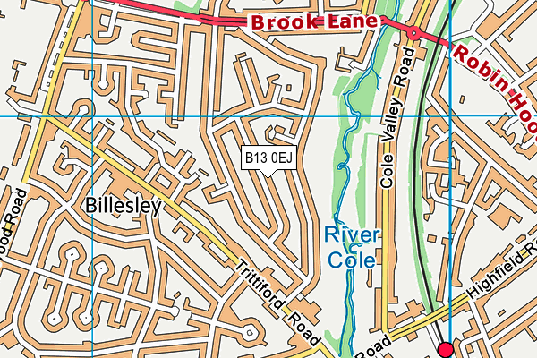 B13 0EJ map - OS VectorMap District (Ordnance Survey)