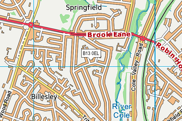 B13 0EL map - OS VectorMap District (Ordnance Survey)