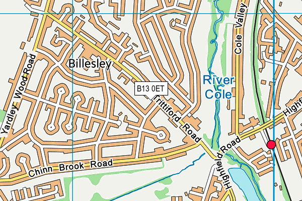 B13 0ET map - OS VectorMap District (Ordnance Survey)