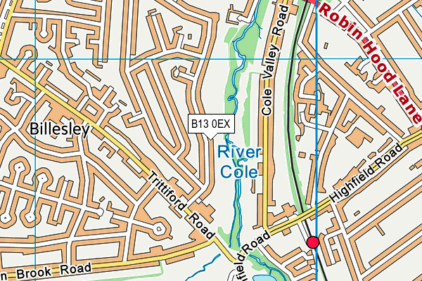 B13 0EX map - OS VectorMap District (Ordnance Survey)