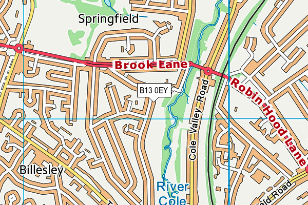 B13 0EY map - OS VectorMap District (Ordnance Survey)