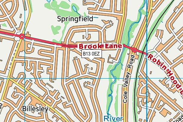 B13 0EZ map - OS VectorMap District (Ordnance Survey)