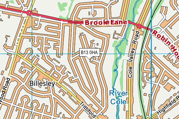 B13 0HA map - OS VectorMap District (Ordnance Survey)