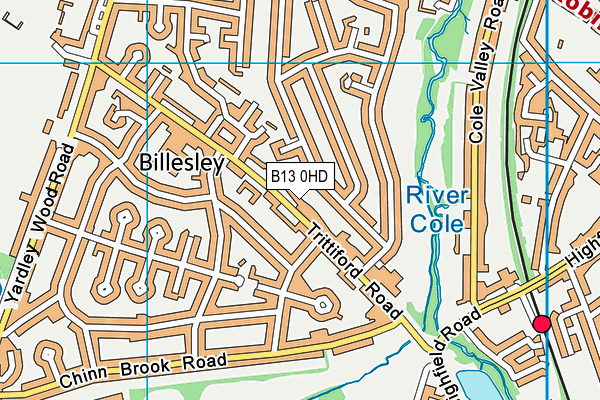 B13 0HD map - OS VectorMap District (Ordnance Survey)