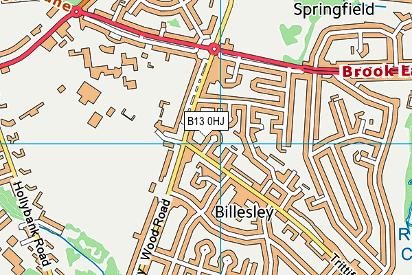 B13 0HJ map - OS VectorMap District (Ordnance Survey)