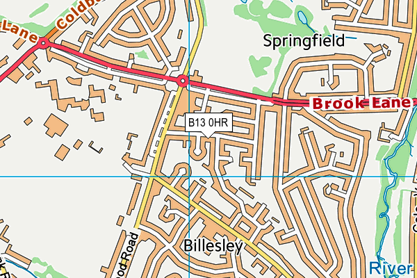 B13 0HR map - OS VectorMap District (Ordnance Survey)