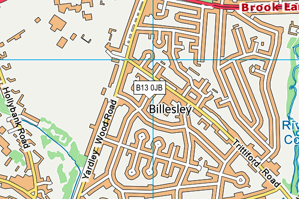 B13 0JB map - OS VectorMap District (Ordnance Survey)