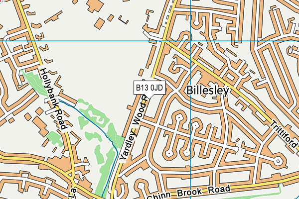 Billesley Common map (B13 0JD) - OS VectorMap District (Ordnance Survey)