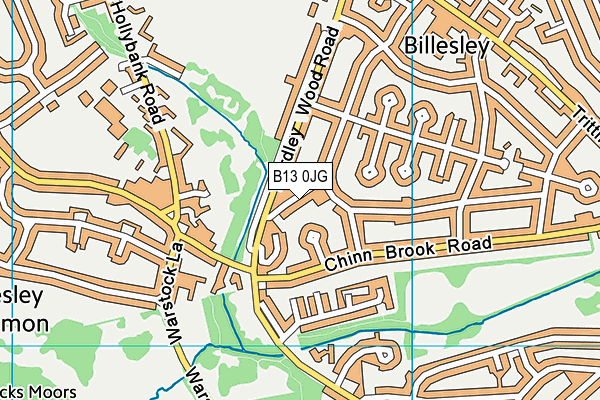 B13 0JG map - OS VectorMap District (Ordnance Survey)