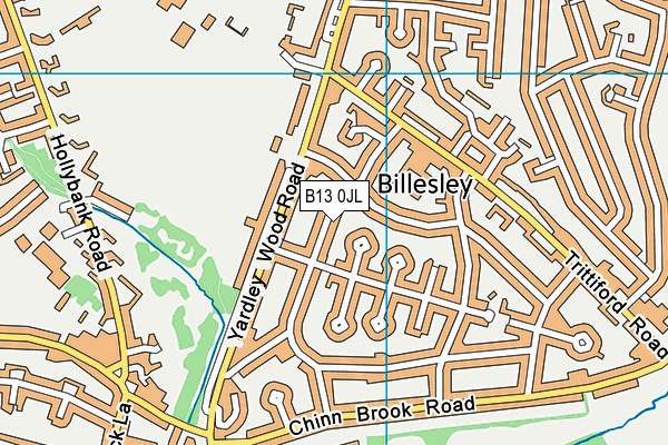 B13 0JL map - OS VectorMap District (Ordnance Survey)