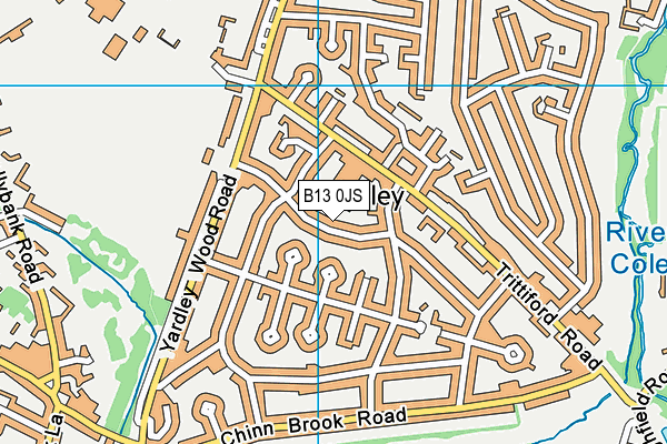 B13 0JS map - OS VectorMap District (Ordnance Survey)