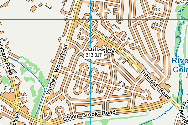 B13 0JT map - OS VectorMap District (Ordnance Survey)