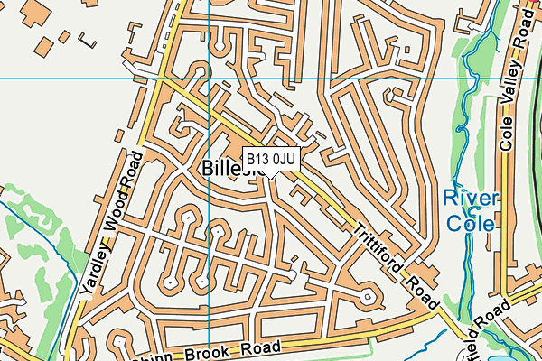 B13 0JU map - OS VectorMap District (Ordnance Survey)
