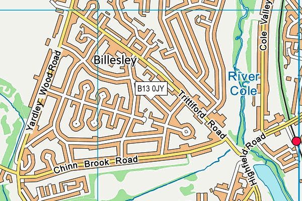 B13 0JY map - OS VectorMap District (Ordnance Survey)