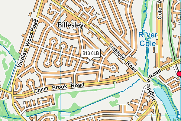 B13 0LB map - OS VectorMap District (Ordnance Survey)