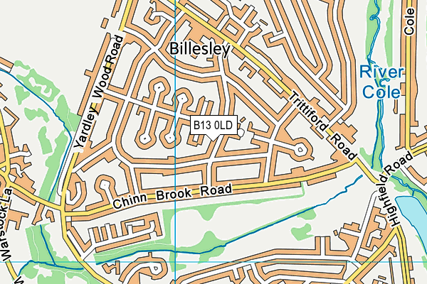 B13 0LD map - OS VectorMap District (Ordnance Survey)