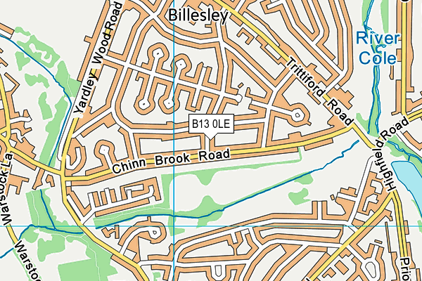 B13 0LE map - OS VectorMap District (Ordnance Survey)