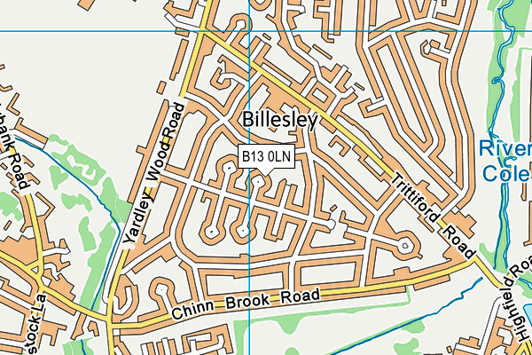 B13 0LN map - OS VectorMap District (Ordnance Survey)