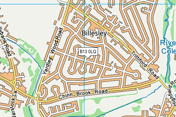 B13 0LQ map - OS VectorMap District (Ordnance Survey)