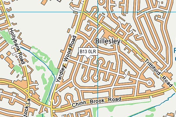 B13 0LR map - OS VectorMap District (Ordnance Survey)