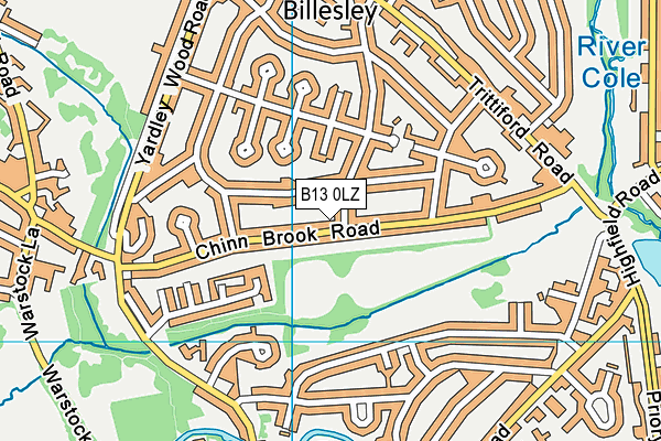 B13 0LZ map - OS VectorMap District (Ordnance Survey)