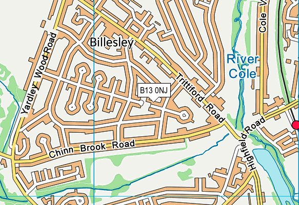 B13 0NJ map - OS VectorMap District (Ordnance Survey)