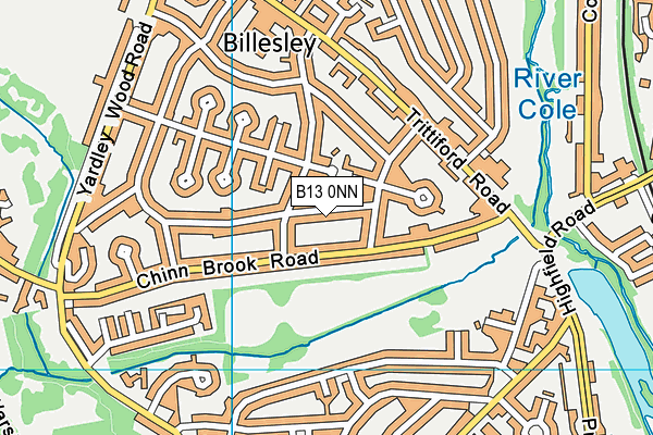 B13 0NN map - OS VectorMap District (Ordnance Survey)