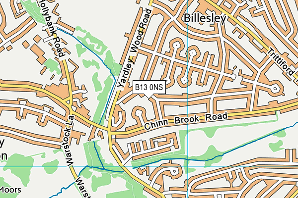 B13 0NS map - OS VectorMap District (Ordnance Survey)