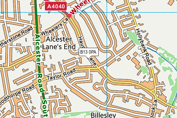 B13 0PA map - OS VectorMap District (Ordnance Survey)