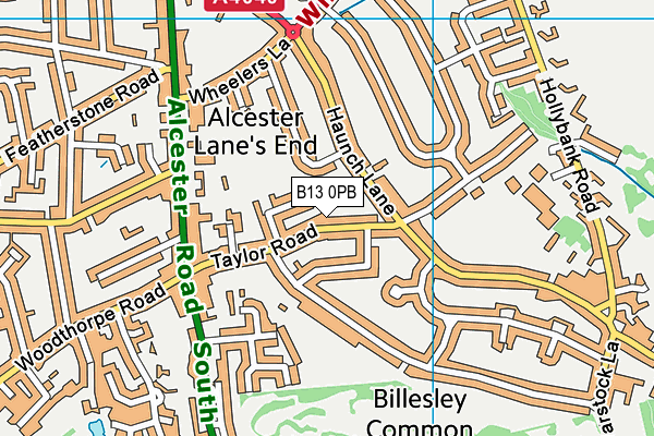 B13 0PB map - OS VectorMap District (Ordnance Survey)