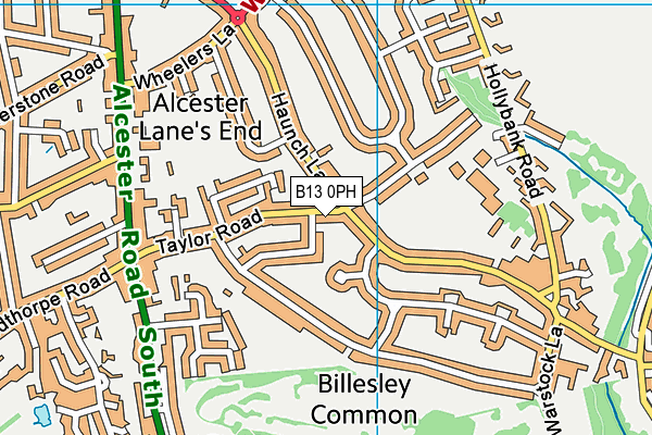 B13 0PH map - OS VectorMap District (Ordnance Survey)