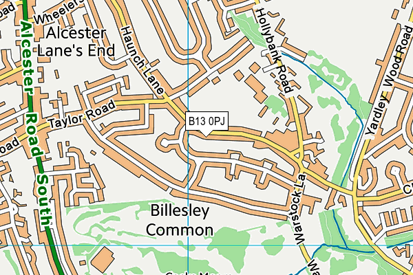 B13 0PJ map - OS VectorMap District (Ordnance Survey)