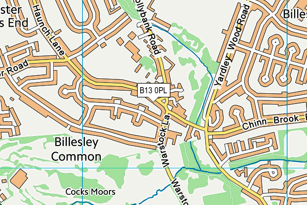 B13 0PL map - OS VectorMap District (Ordnance Survey)