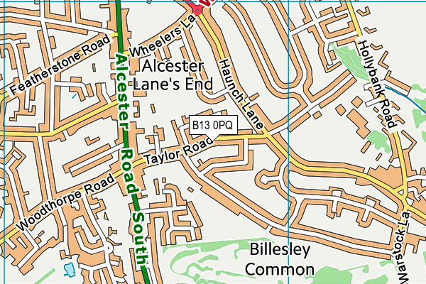 B13 0PQ map - OS VectorMap District (Ordnance Survey)