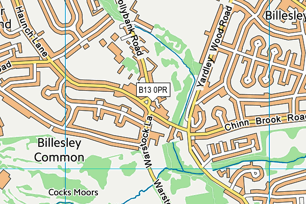 B13 0PR map - OS VectorMap District (Ordnance Survey)