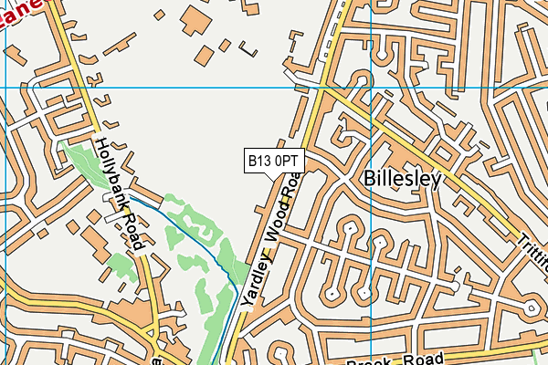 B13 0PT map - OS VectorMap District (Ordnance Survey)