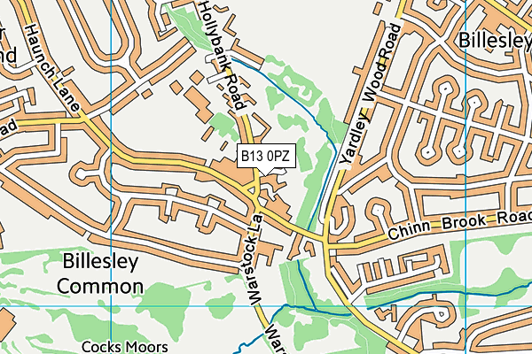 B13 0PZ map - OS VectorMap District (Ordnance Survey)