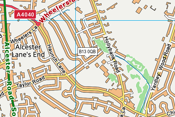 B13 0QB map - OS VectorMap District (Ordnance Survey)