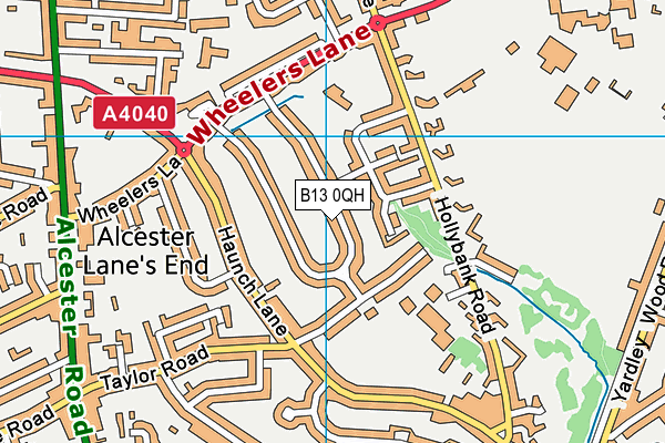 B13 0QH map - OS VectorMap District (Ordnance Survey)