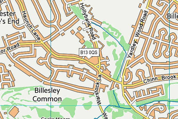 B13 0QS map - OS VectorMap District (Ordnance Survey)
