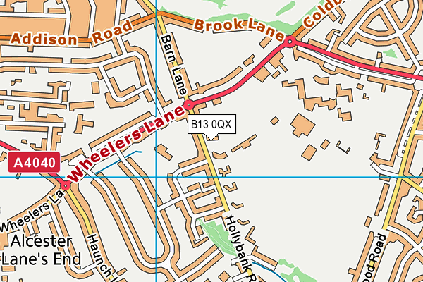 B13 0QX map - OS VectorMap District (Ordnance Survey)